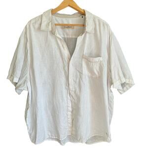 Tommy Bahama Mens LINEN XXL / TTG Cream Button Down Short Sleeve Shirt